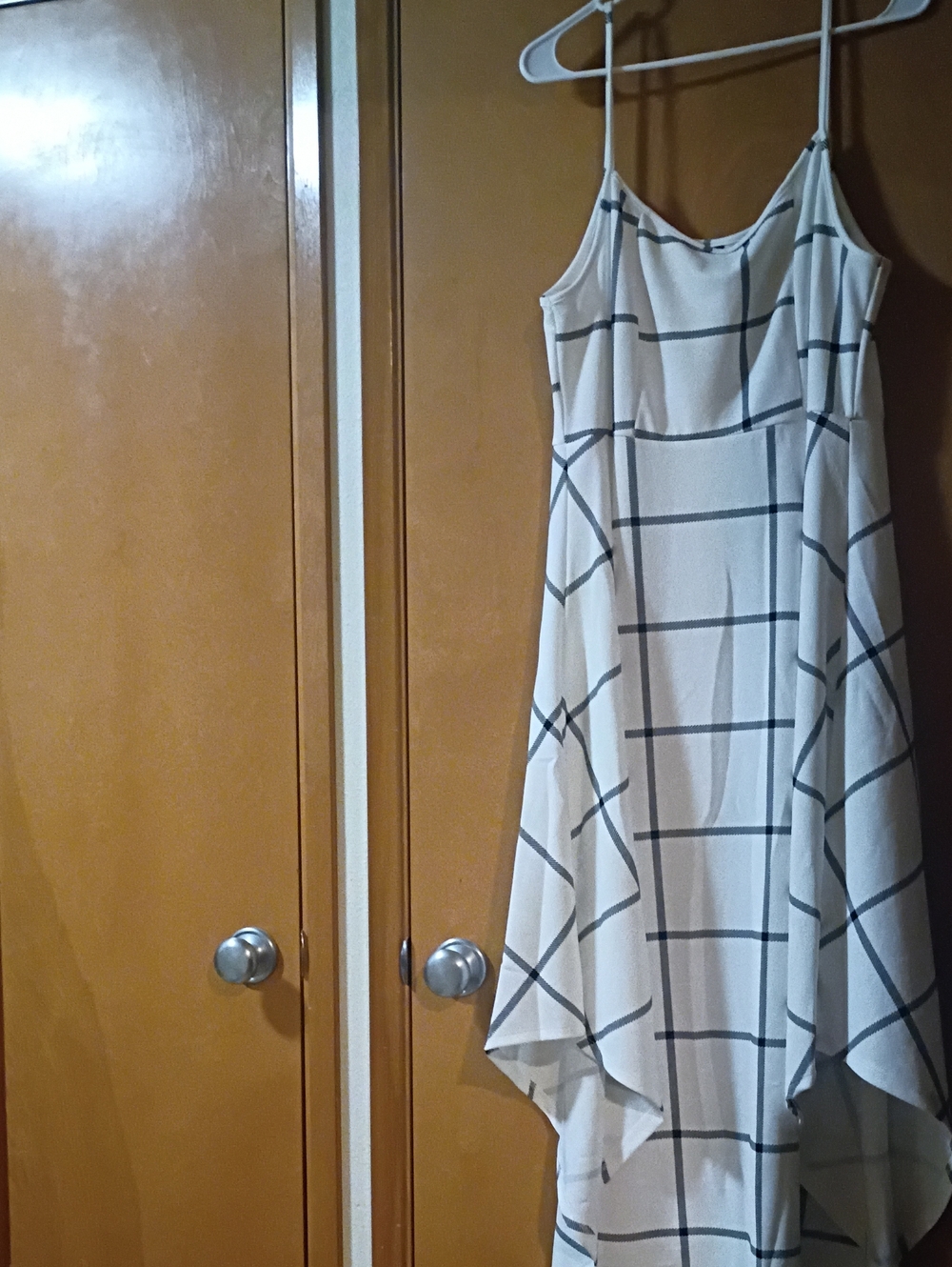 SHEIN White Asymmetrical Plaid Slip Dress